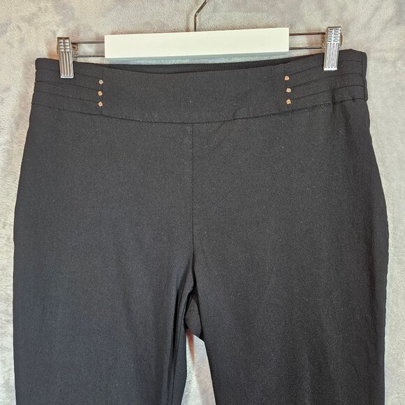 JM Collection Womens Black Stretch Slim Pants Size 1X With Gold Stud Details - Picture 2 of 12
